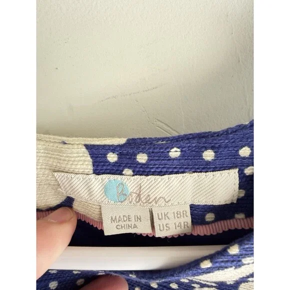 Boden 14R Sierra Textured Blue Floral Dress polka dot short sleeve career - Picture 4 of 5